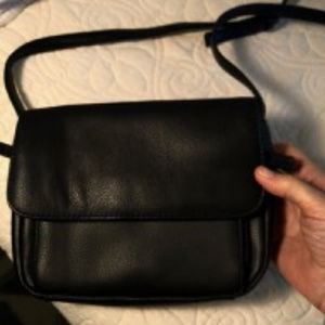 Black leather cross-body bag